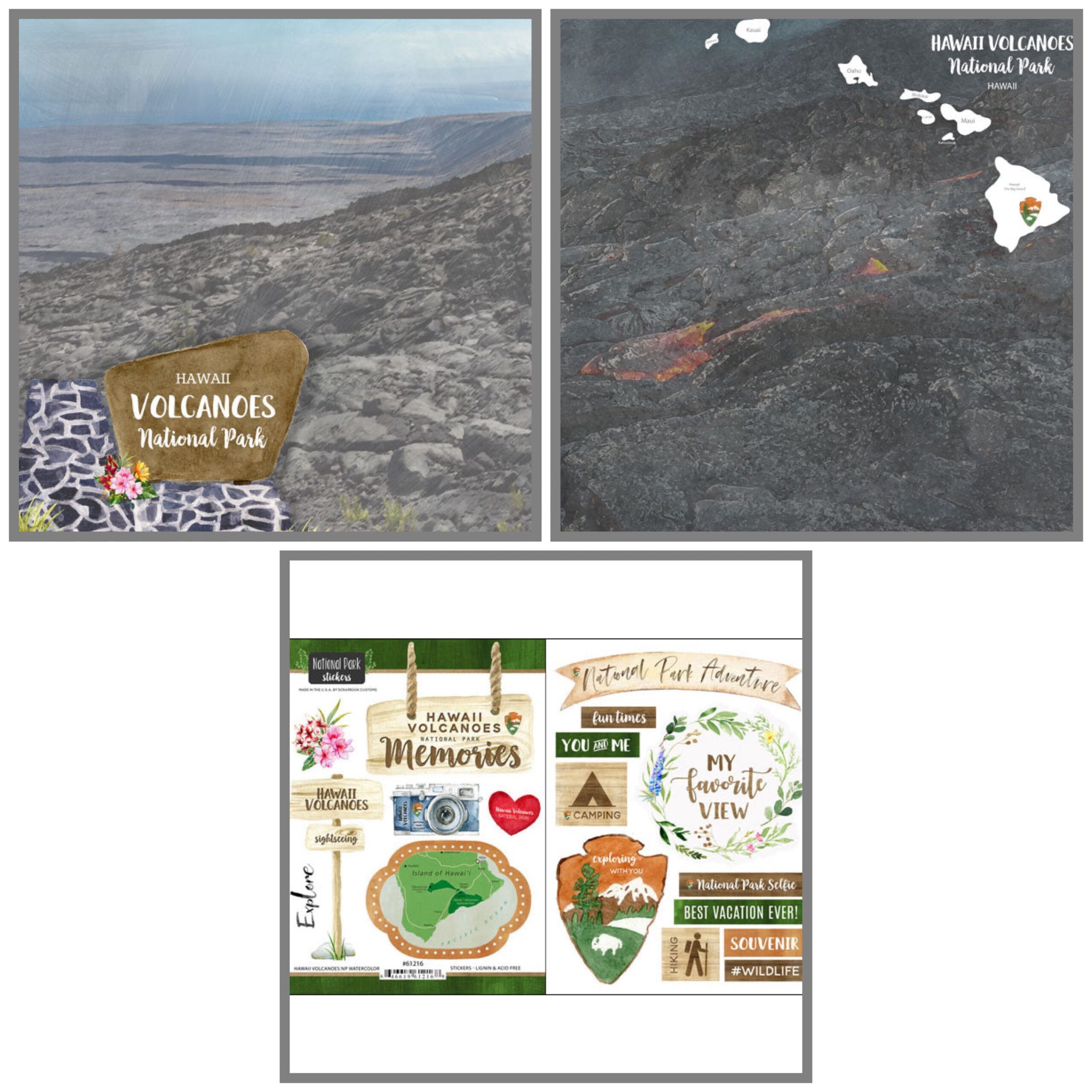 63F70054-3EFA-4FFB-BD70-9EF15EBAC86F National Park HAWAII VOLCANOES KIT Paper & Stickers 3pc - Image 1