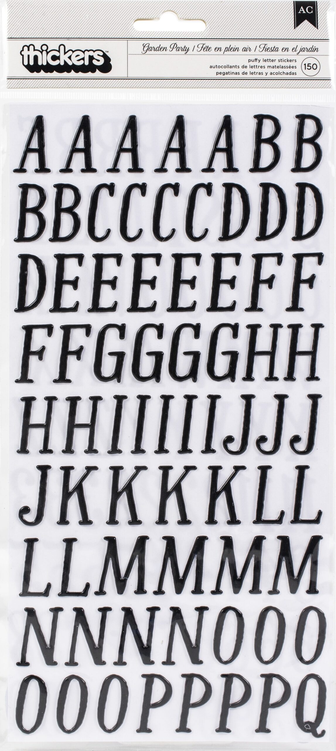 646963PK Thickers GARDEN PARTY Black Puffy Letter Foam Stickers - Image 1