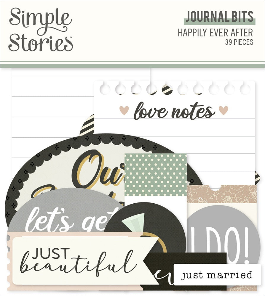 648435MK Simple Stories HAPPILY EVER AFTER Journal Bits 39pcs - Image 1