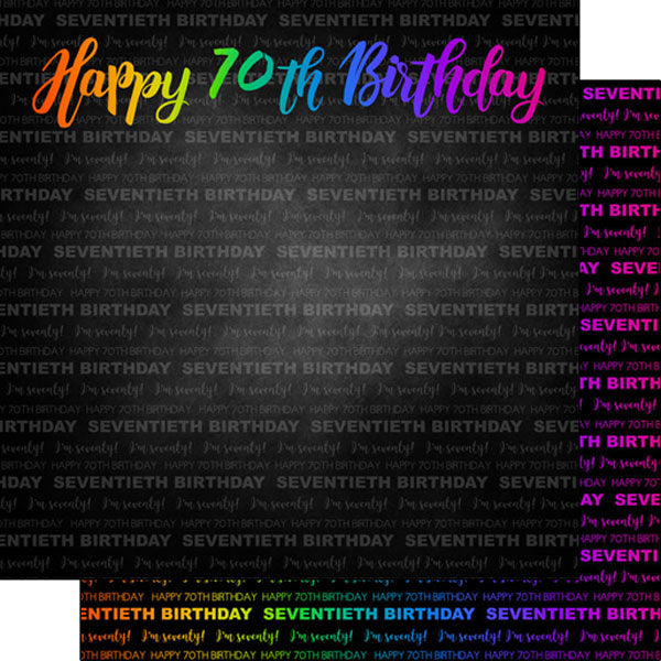 64928136-7F77-4DD4-AAEE-E9056FD0900C NEON 70th BIRTHDAY DS 12"X12" Scrapbook Paper - Image 1