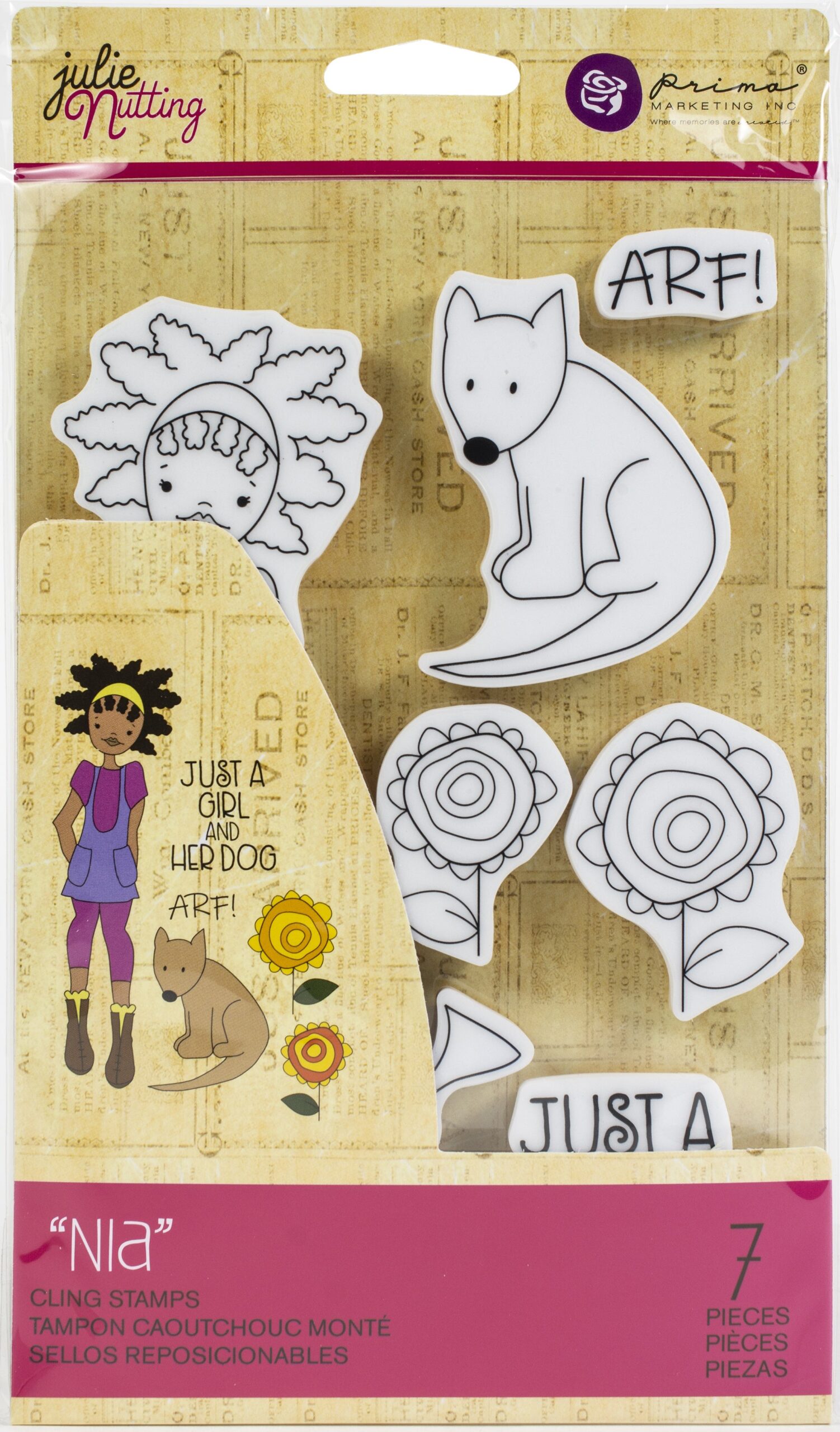 649772PK Prima Julie Nutting Cling Stamp NIA DOLL 7pc - Image 1