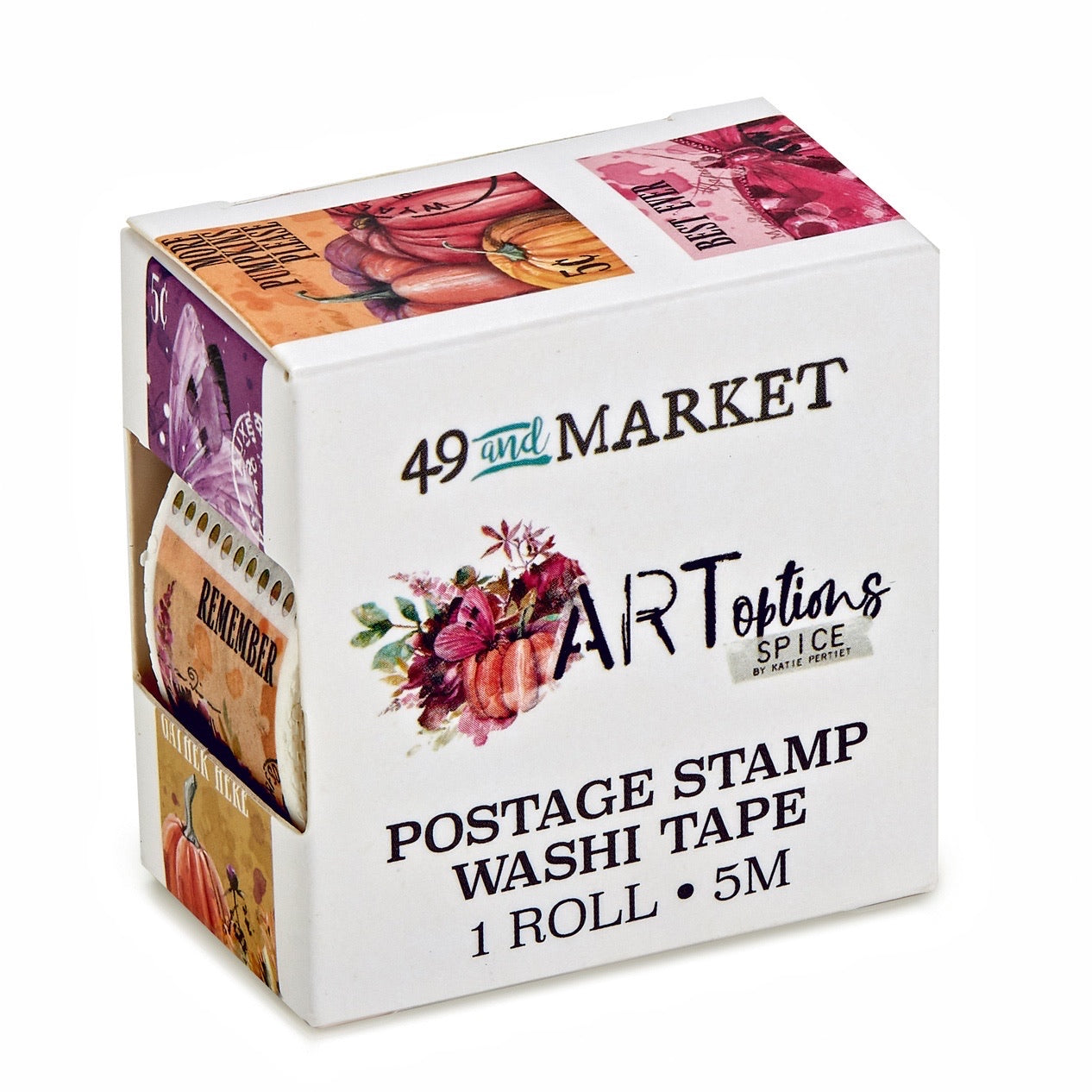 652EF7F9-8853-4940-8E35-7C7F1D6A5ED9 49 and Market Artoptions SPICE POSTAGE STAMP WASHI TAPE 1 Roll - Image 1