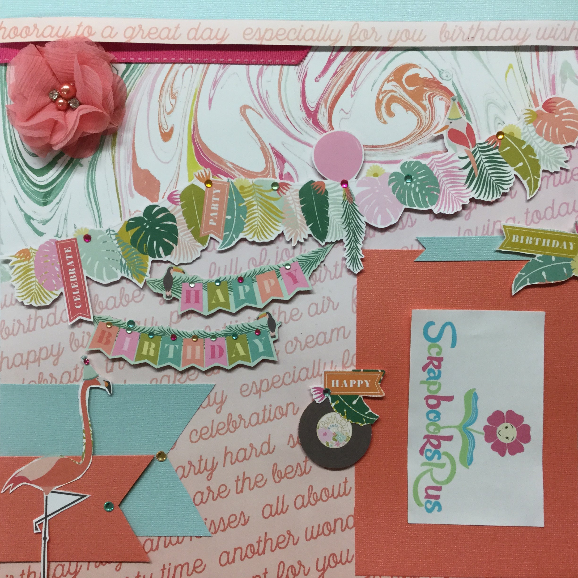 66EACCA0-1A7A-4BF1-8735-3EF299271BF2 American Crafts Pink Paislee CONFETTI WISHES Single Layout Page Kit - Image 1