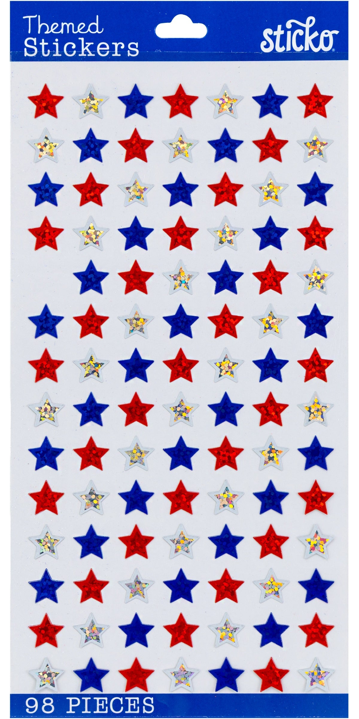 673482PK Sticko 4TH OF JULY STAR REPEATS Themed Stickers 98pc - Image 1