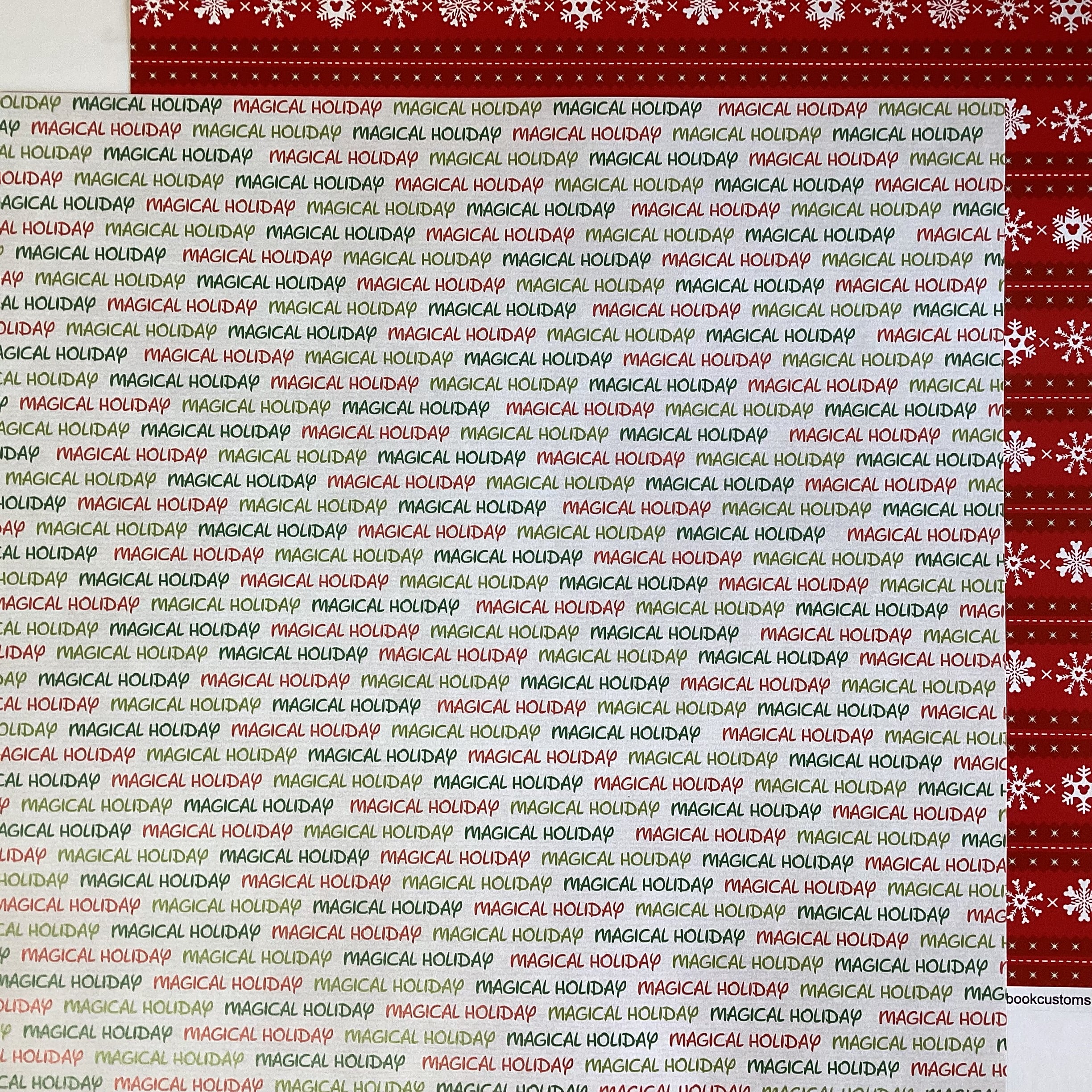 67784BD6-1F06-45FB-9752-9CAA7E1E1422 Scrapbook Customs MAGICAL HOLIDAY RED SNOWFLAKES 12"X12" Scrapbook Paper - Image 1