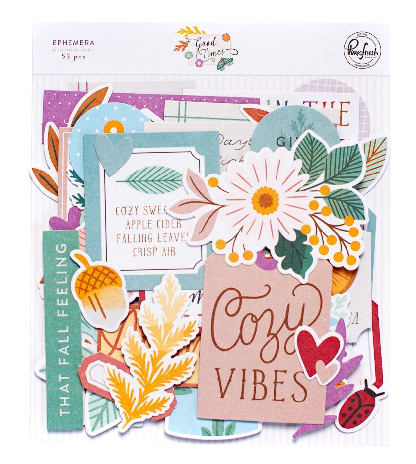 678854PK Pinkfresh Studio GOOD TIMES Ephemera 53pc - Image 1