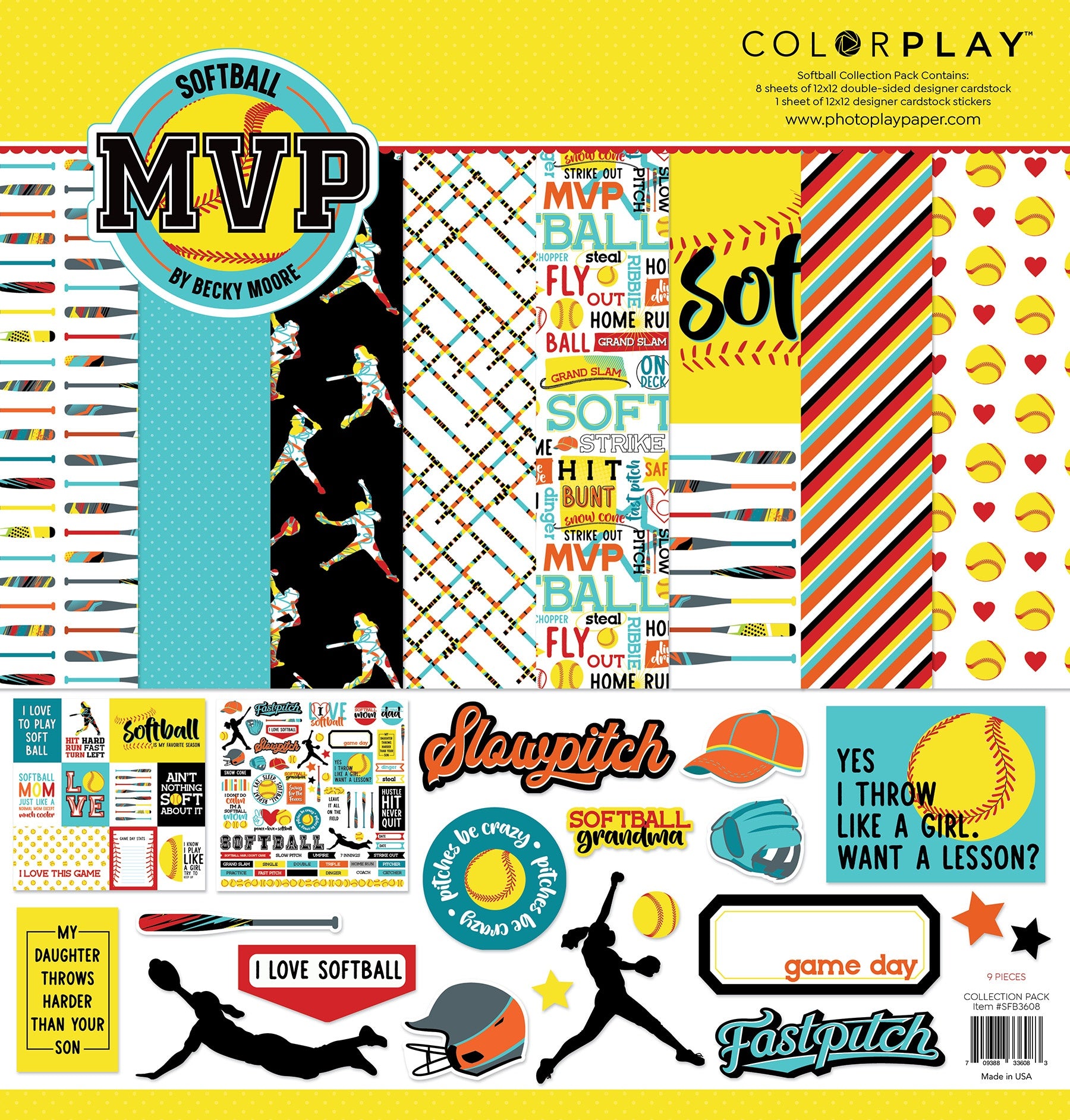679094PK Colorplay MVP SOFTBALL 12X12 Paper Collection Pack - Image 1