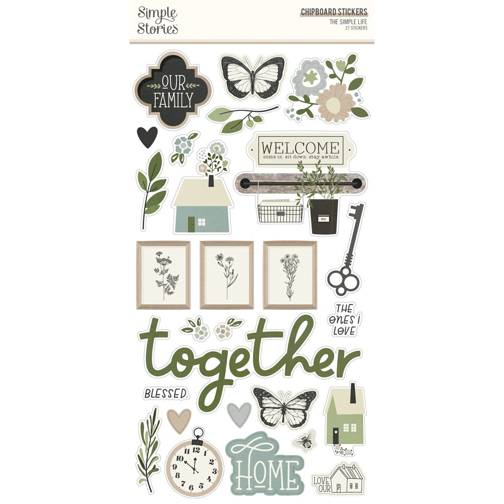 679525PK Simple Stories THE SIMPLE LIFE Chipboard Stickers 27pc - Image 1