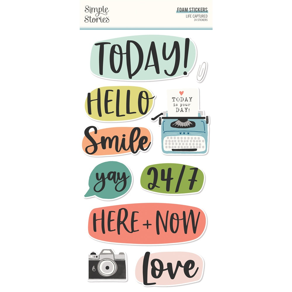 679549PK1 Simple Stories LIFE CAPTURED Foam Stickers 24pc - Image 1