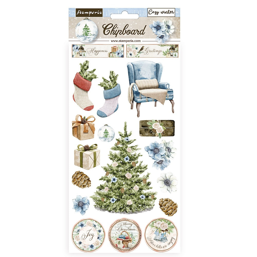 679704PK Stamperia COZY WINTER Chipboard Stickers 19pc - Image 1