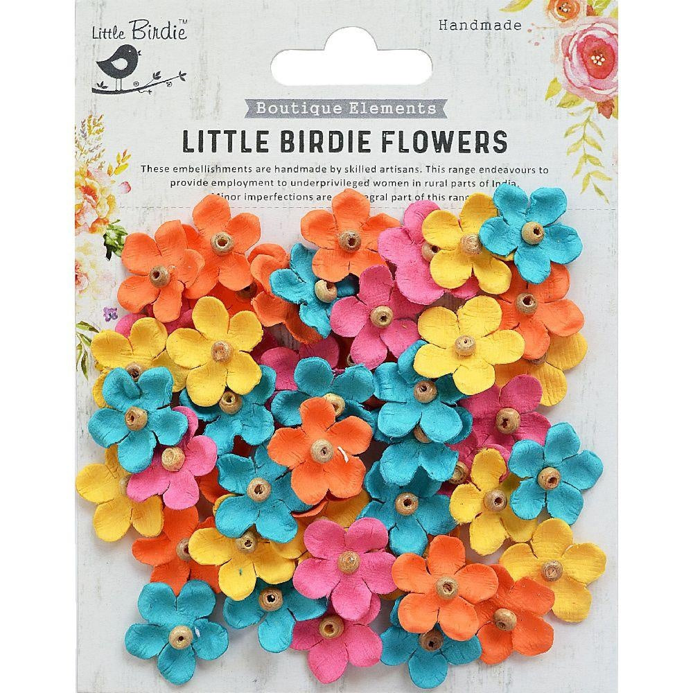 680122PK Little Birdie Handmade Flowers BEADED BLOOMS VIVID PALETTE 50pc - Image 1