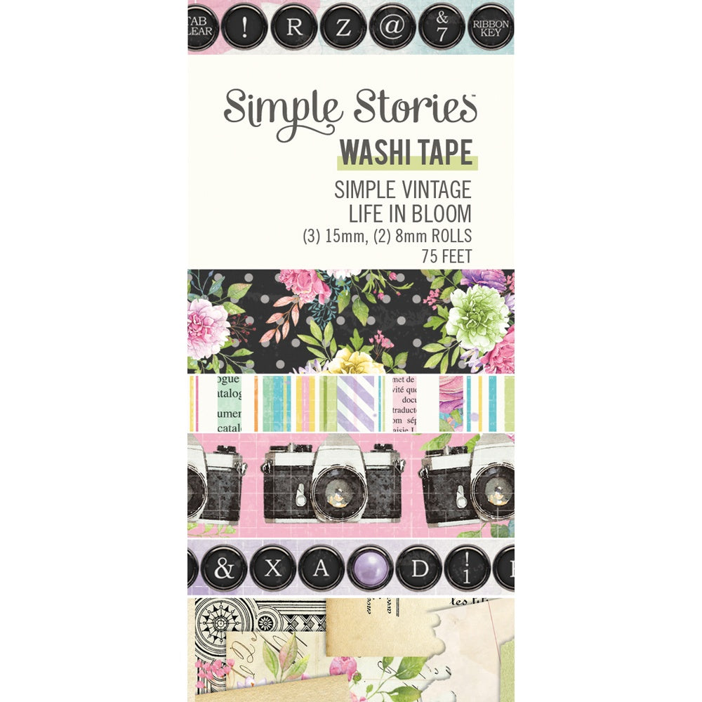 685076PK Simple Stories SIMPLE VINTAGE LIFE IN BLOOM Washi Tape 5 Rolls - Image 1