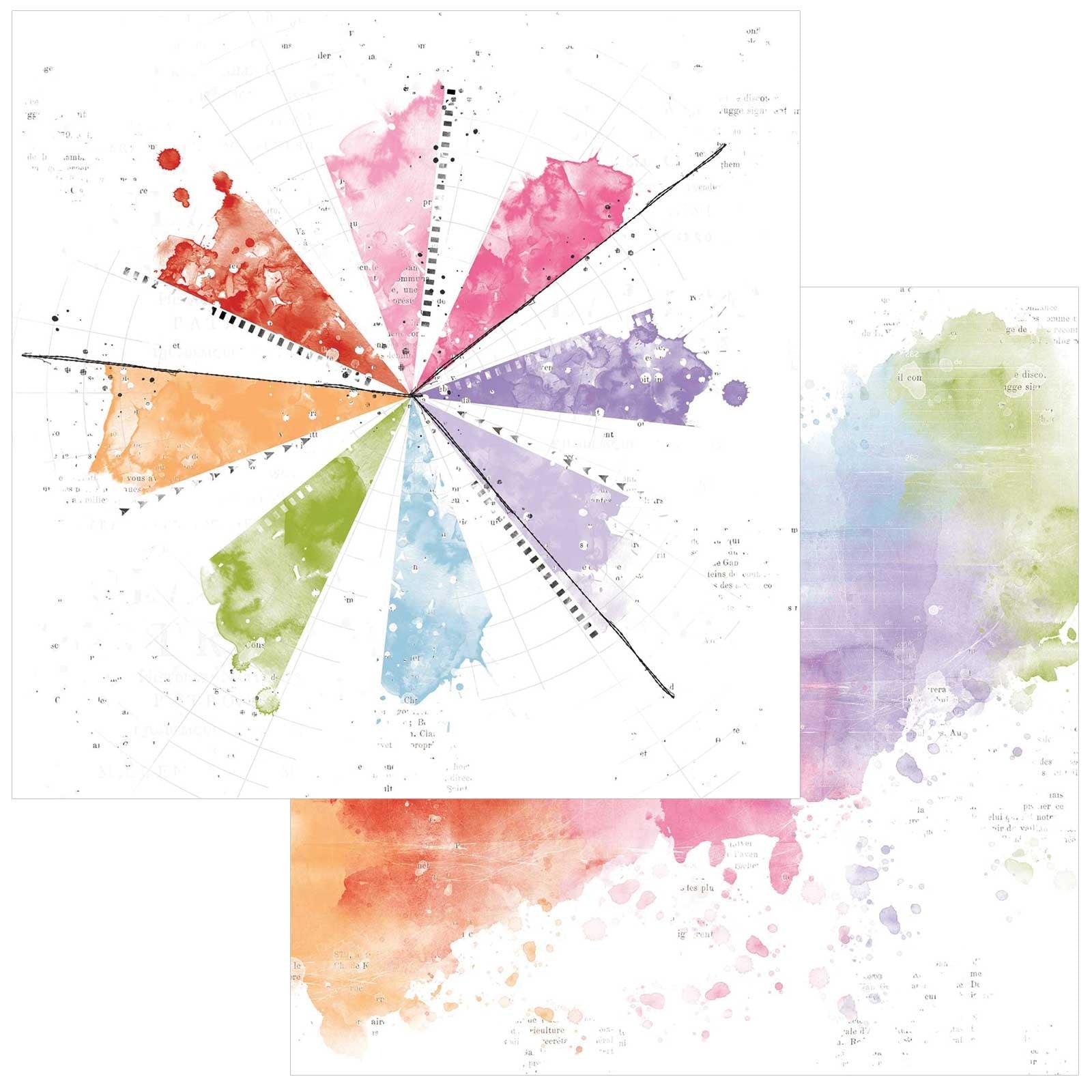 687682PR 49 and Market Spectrum Gardenia PAINTED FOUNDATIONS PINWHEEL 12"X12" Scrapbook Paper - Image 1