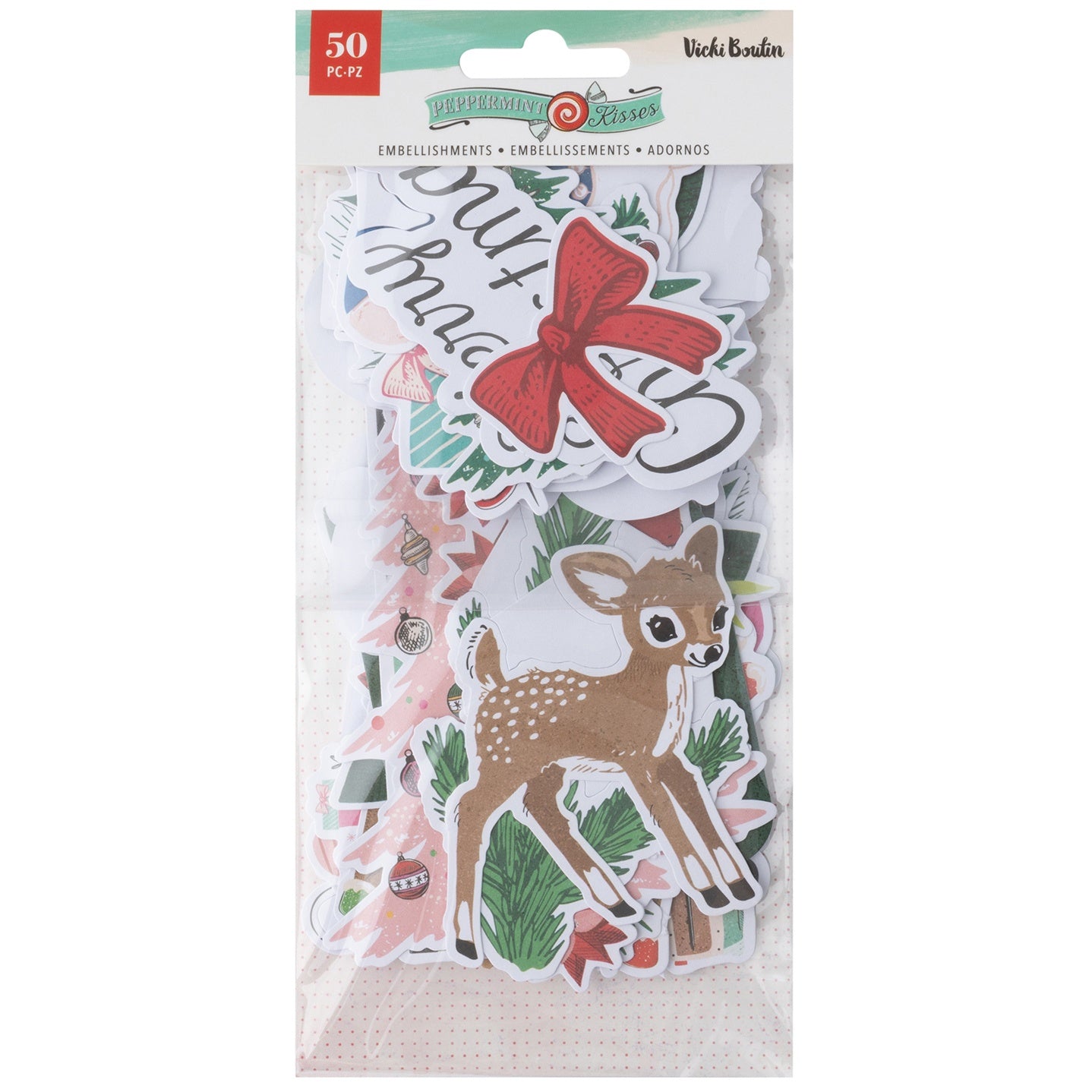 689520PK Vicki Boutin PEPPERMINT KISSES Embellishments DieCuts 50pc - Image 1