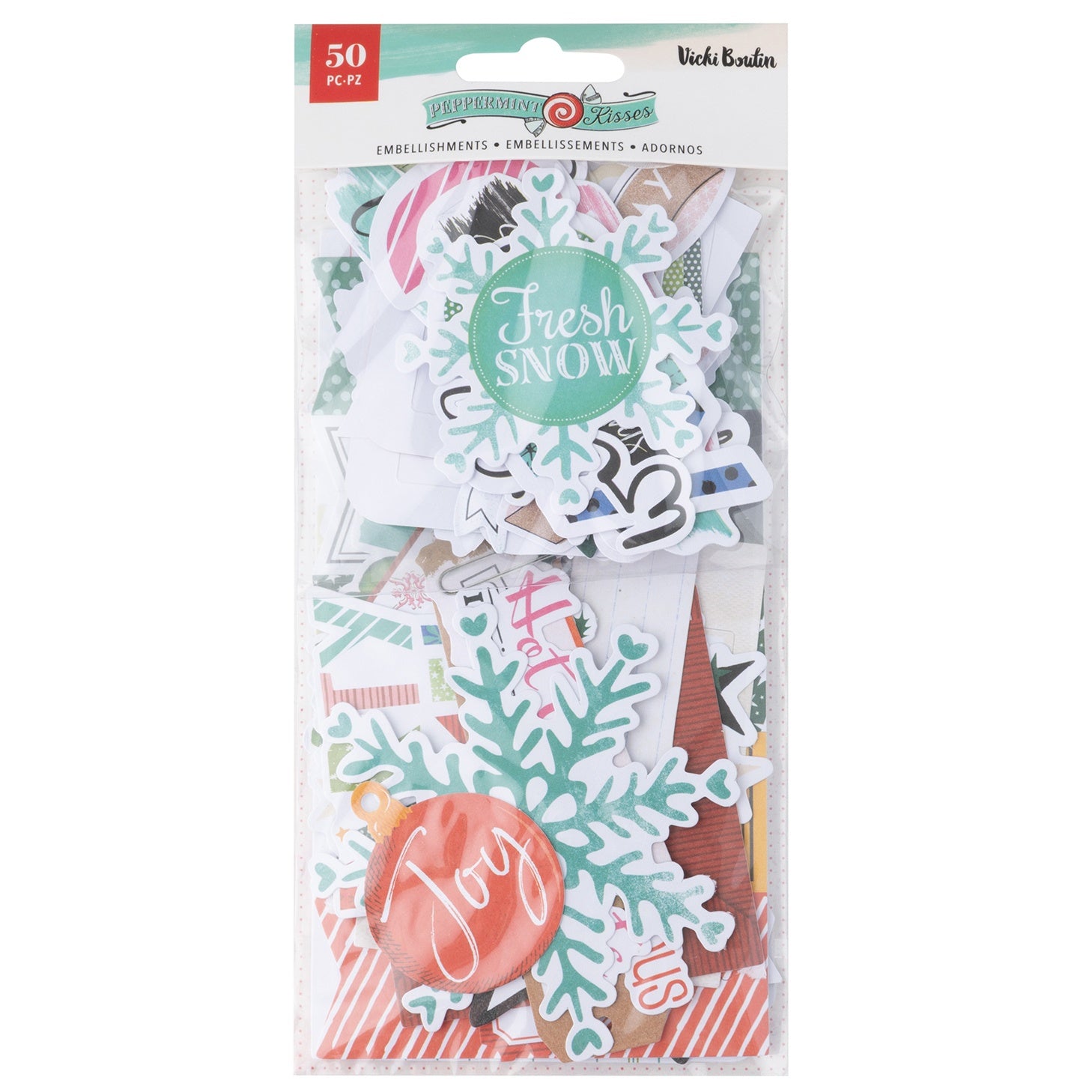 689521PK Vicki Boutin PEPPERMINT KISSES Tag Embellishments DieCuts 50pc - Image 1
