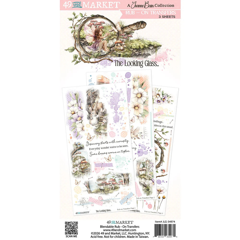 68DB4D7D-E45B-45A9-8F04-62BDE0CB3FBE 49 and Market THE LOOKING GLASS Rub-On Transfers 3 Sheets - Image 1