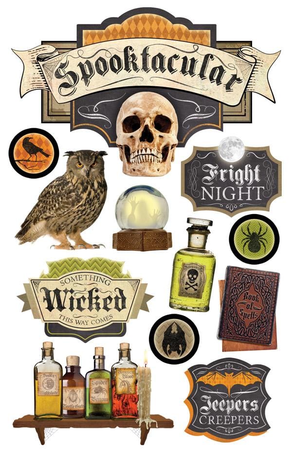6907EF45-134C-4C0C-82DB-588EB0BBD907 Paper House SPOOKTACULAR Halloween Stickers 12pc - Image 1