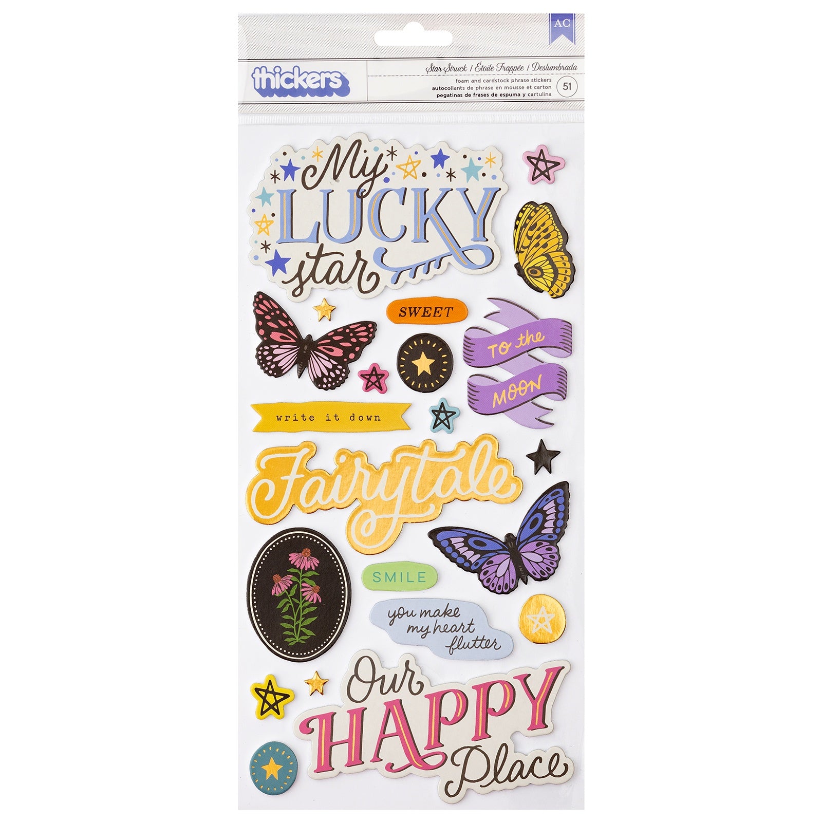 691765PK Thickers Crate Paper Moonlit Magic STAR STRUCK Foam Phrase Stickers - Image 1