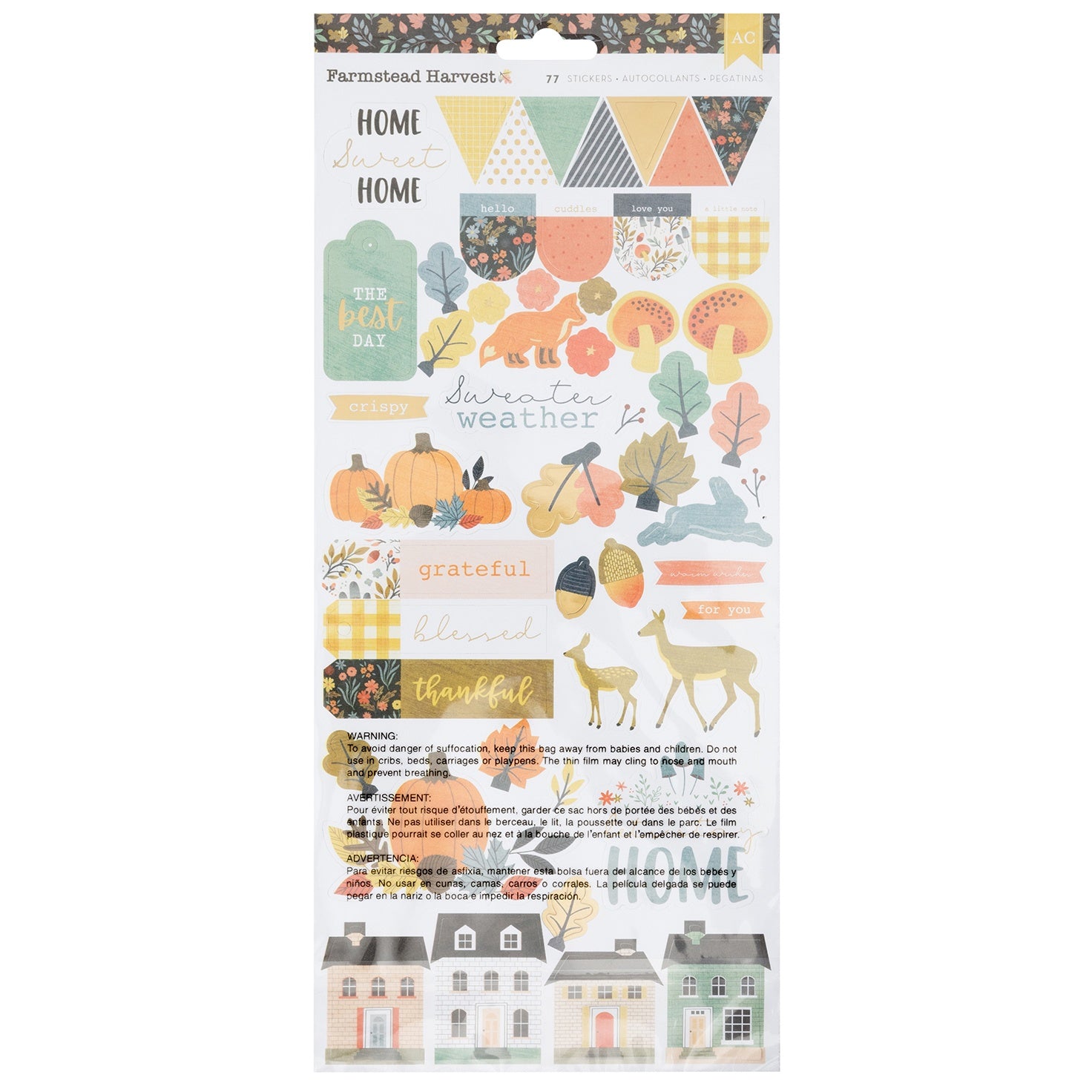 691840PK AC American Crafts FARMSTEAD HARVEST Fall Stickers 77pc - Image 1