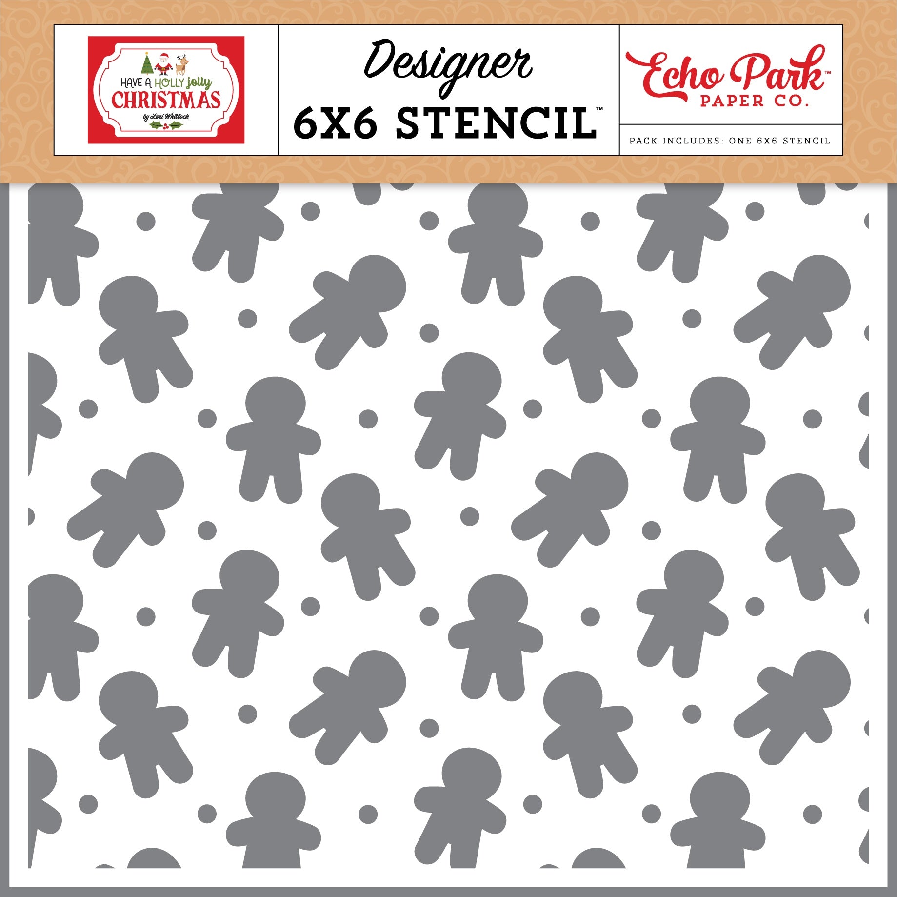 692823PK Echo Park Have A Holly Jolly Christmas 6"X6" GINGERBREAD BAKERY Stencil 1pc - Image 1