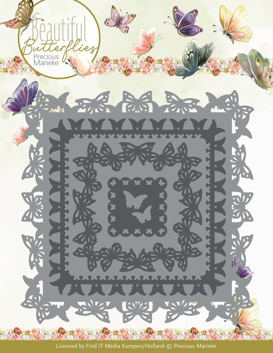 692936PK Find It BEAUTIFUL BUTTERFLY SQUARE Frame 6 Metal Cutting Dies - Image 1