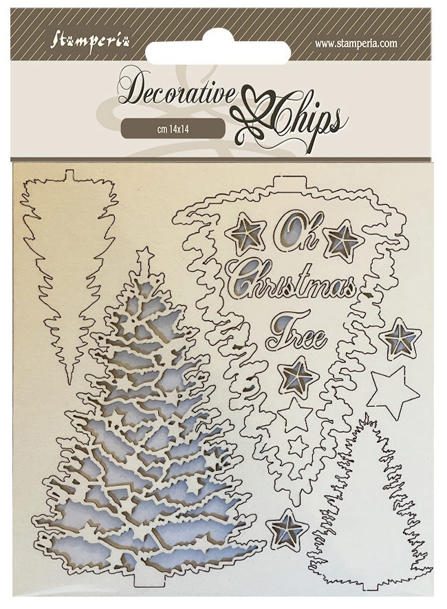 693220PK Stamperia Decorative Chips CHRISTMAS TREE Chipboard 15pc - Image 1