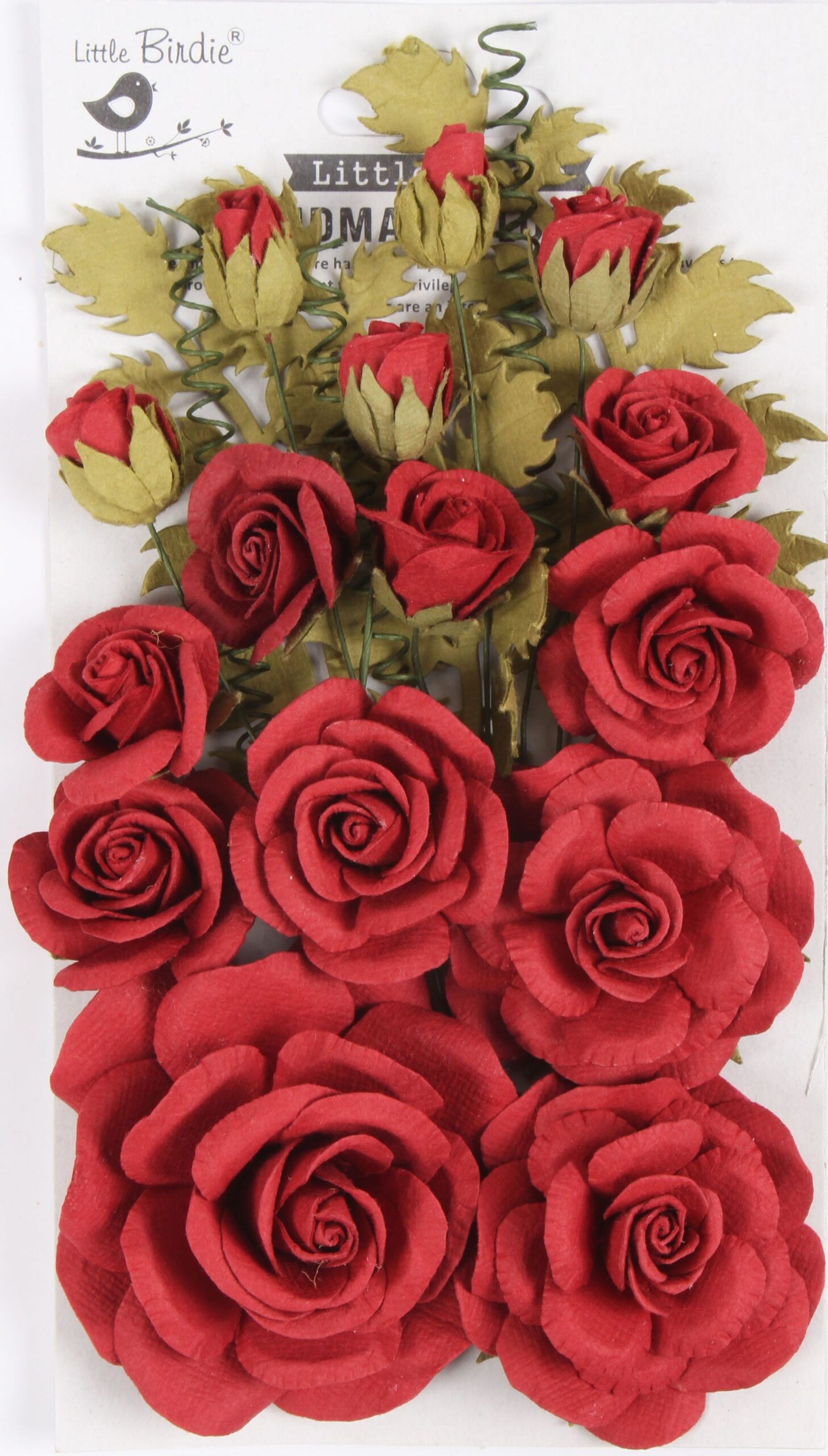 694154PK Little Birdie Handmade Flowers ANNIS CARDINAL RED 21pc - Image 1