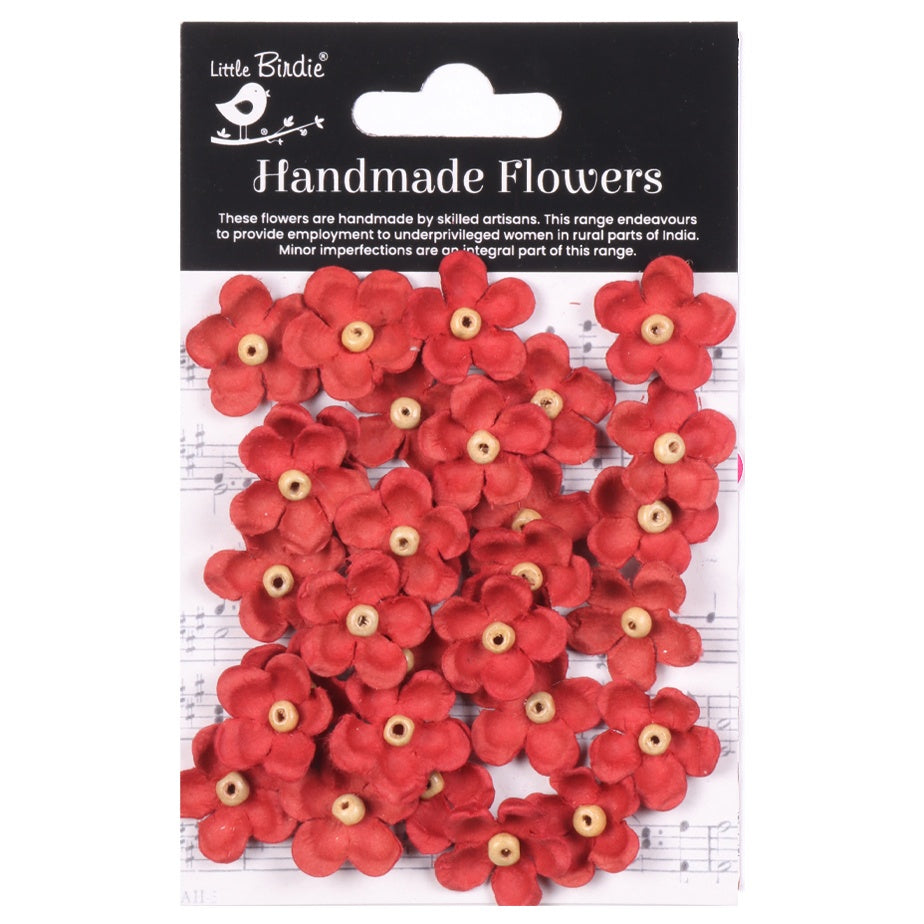 694180PK Little Birdie Handmade Flowers BEADED BLOOMS CARDINAL RED 30pc - Image 1