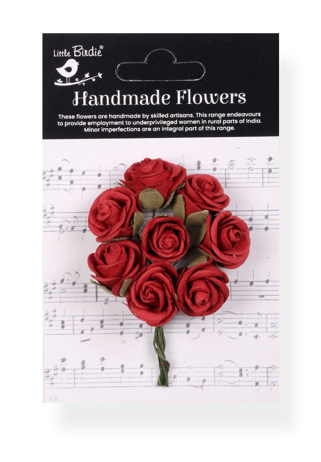 694213PK Little Birdie Handmade Flowers CHARLIE CARDINAL RED 8pc - Image 1