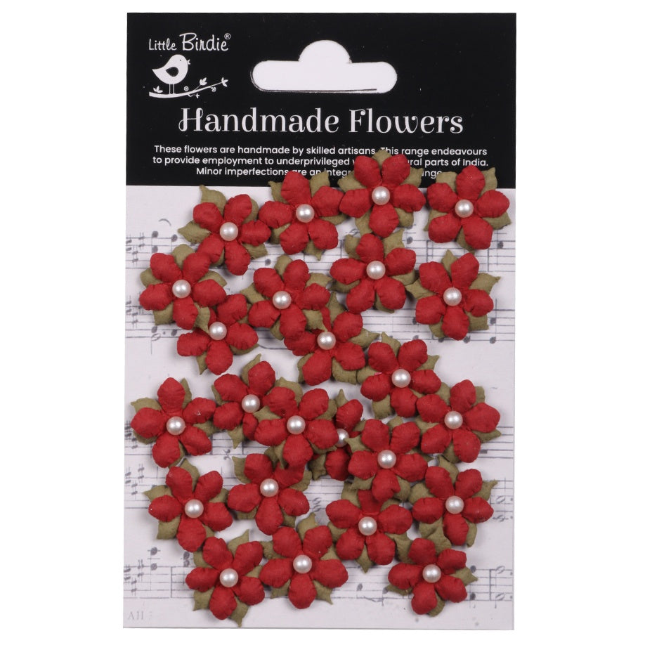 694279PK Little Birdie Handmade Flowers ELIRA CARDINAL RED 24pc - Image 1
