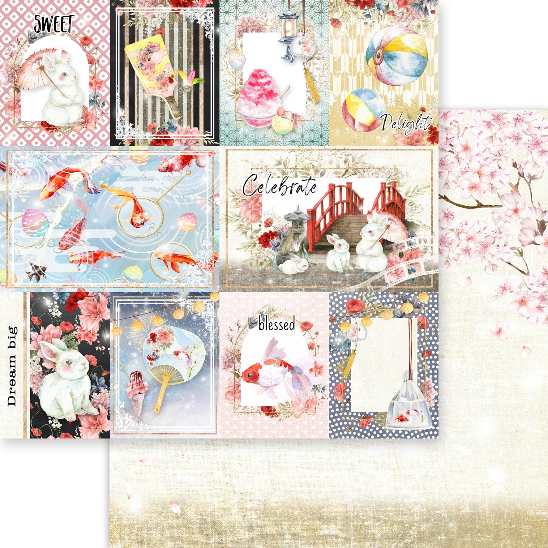 695274PR Asuka Studio MOON BUNNY CELEBRATION CELEBRATE 12X12 Scrapbook Paper - Image 1