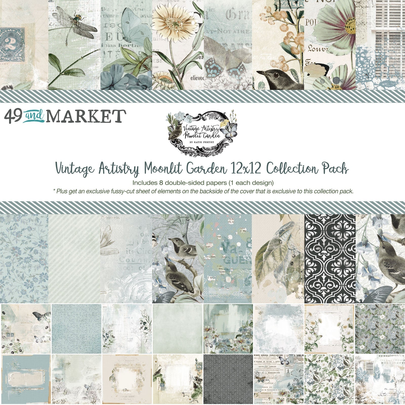 696548PK 49 and Market Vintage Artistry MOONLIT GARDEN 12x12 Collection Pack - Image 1
