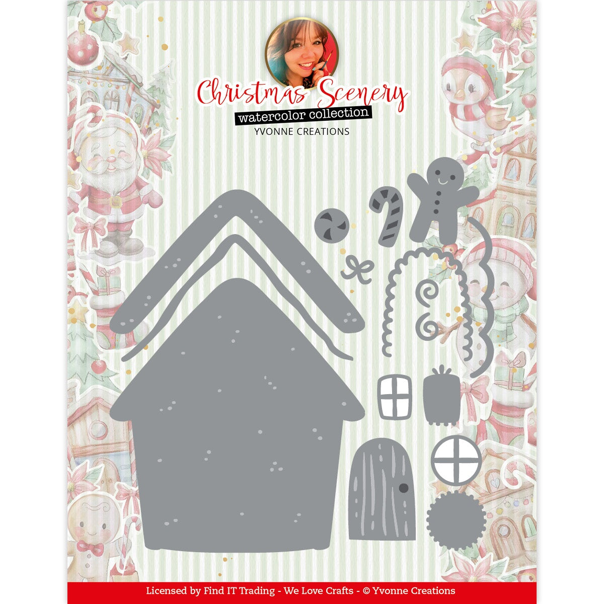 697684PK Yvonne Creations GINGERBREAD HOUSE Christmas Scenery Cutting Die 13pc. - Image 1