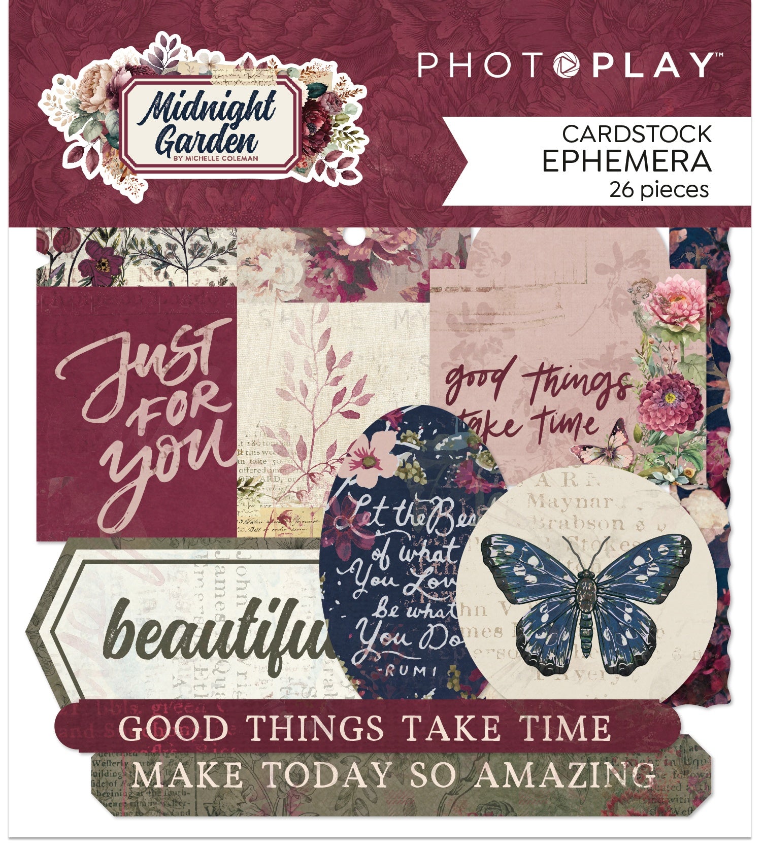 698020PK Photoplay MIDNIGHT GARDEN Cardstock EPHEMERA 30pc - Image 1