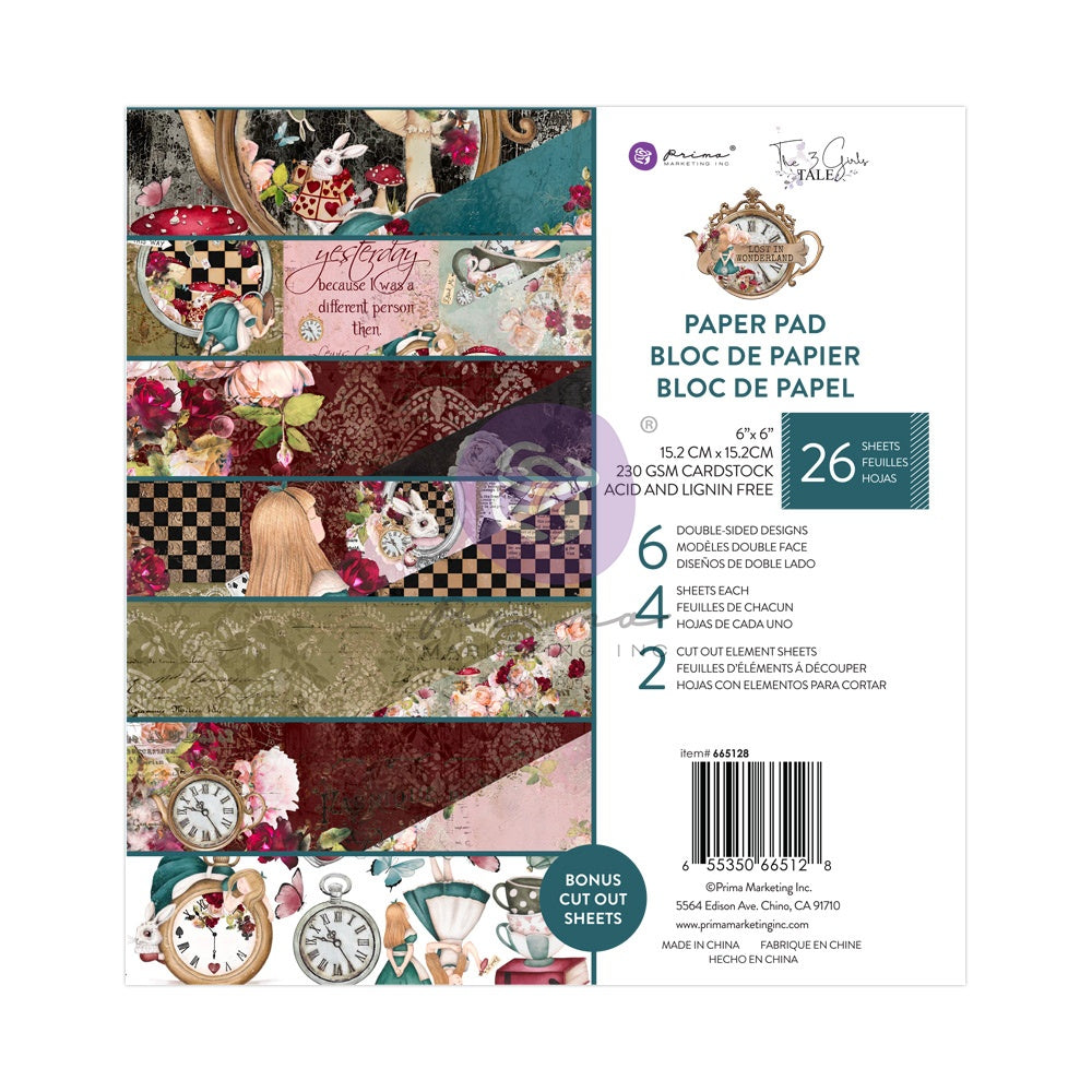 698284PK_f613ce19-3e37-4877-a9fc-0417e4b90383 Prima LOST IN WONDERLAND 6X6 Alice Scrapbook Paper Pad - Image 1
