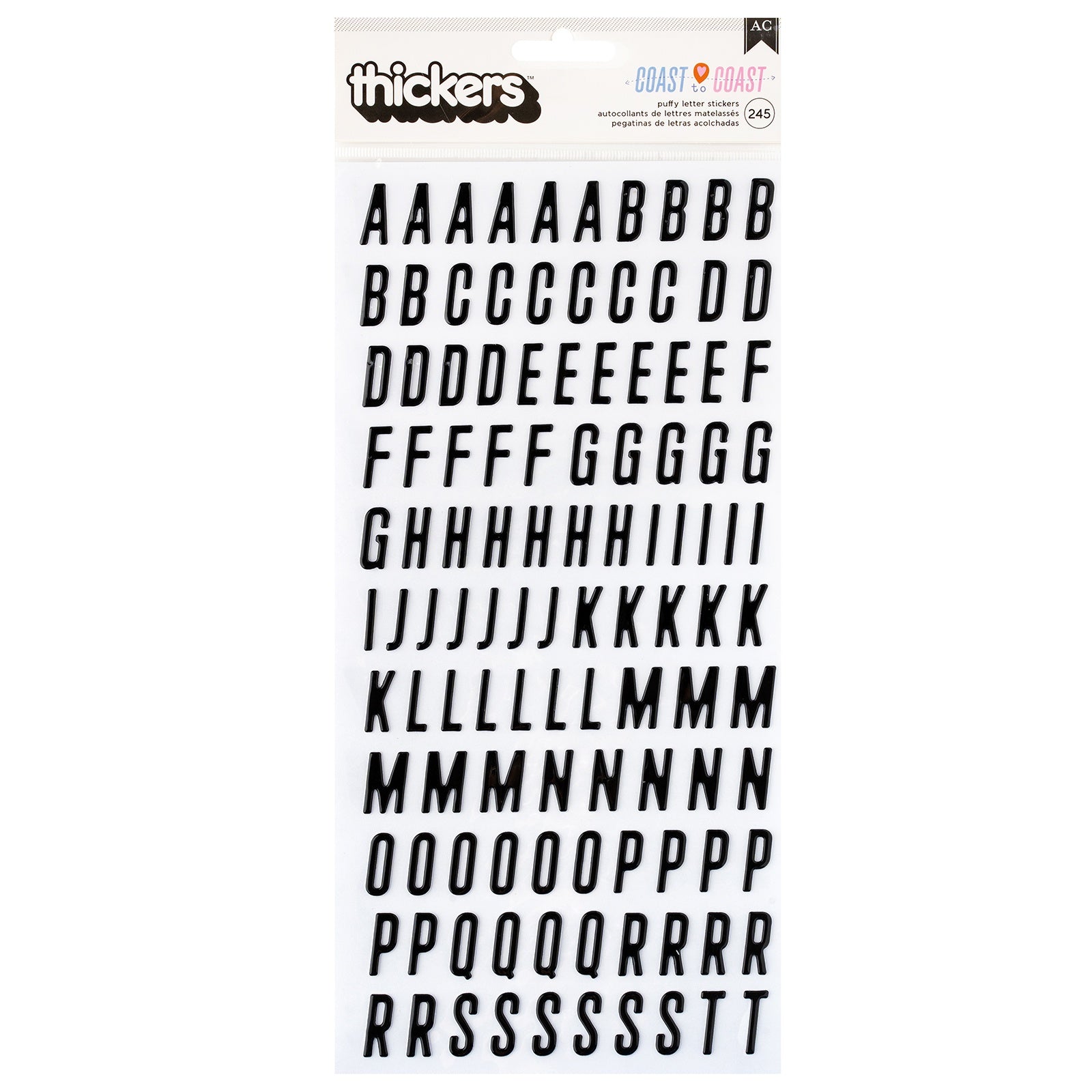 698436PK American Crafts Thickers COAST TO COAST Puffy Letter Stickers - Image 1