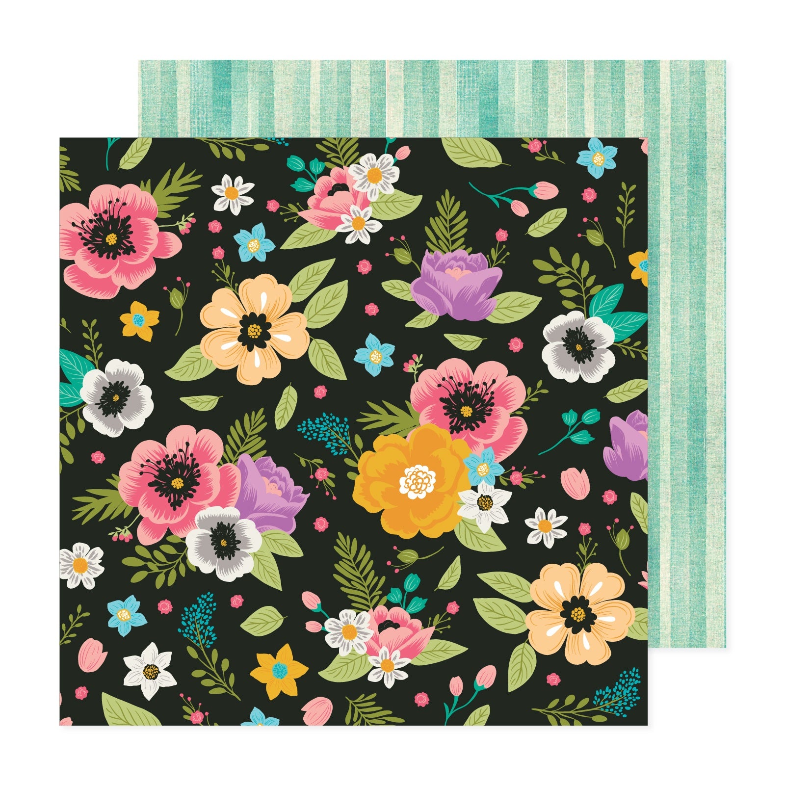698601PR American Crafts AC April & Ivy BLOOMING BRIGHTS 12"X12" Scrapbook Paper - Image 1