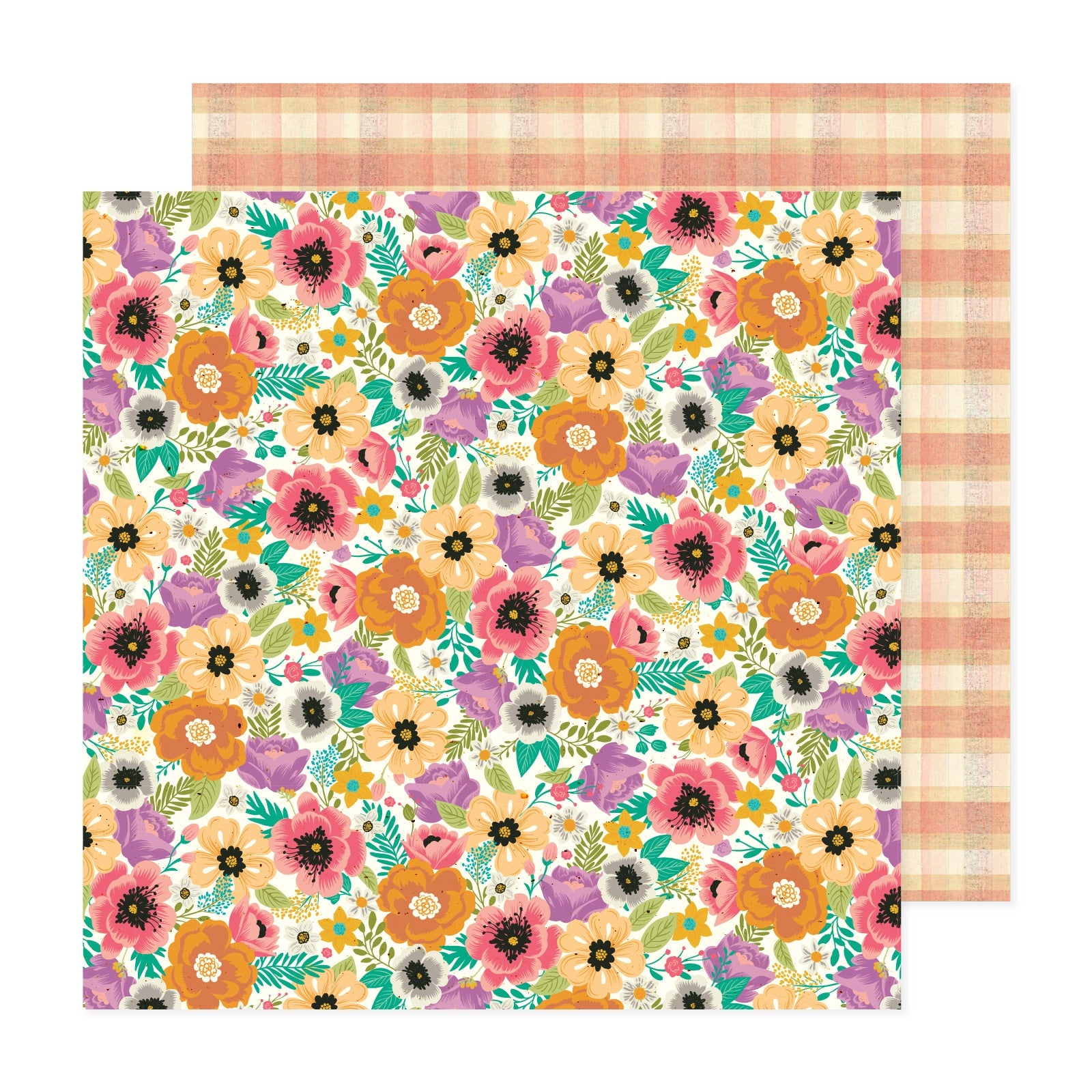698610PR American Crafts AC April & Ivy BRIGHT BLOSSOMS 12"X12" Scrapbook Paper - Image 1