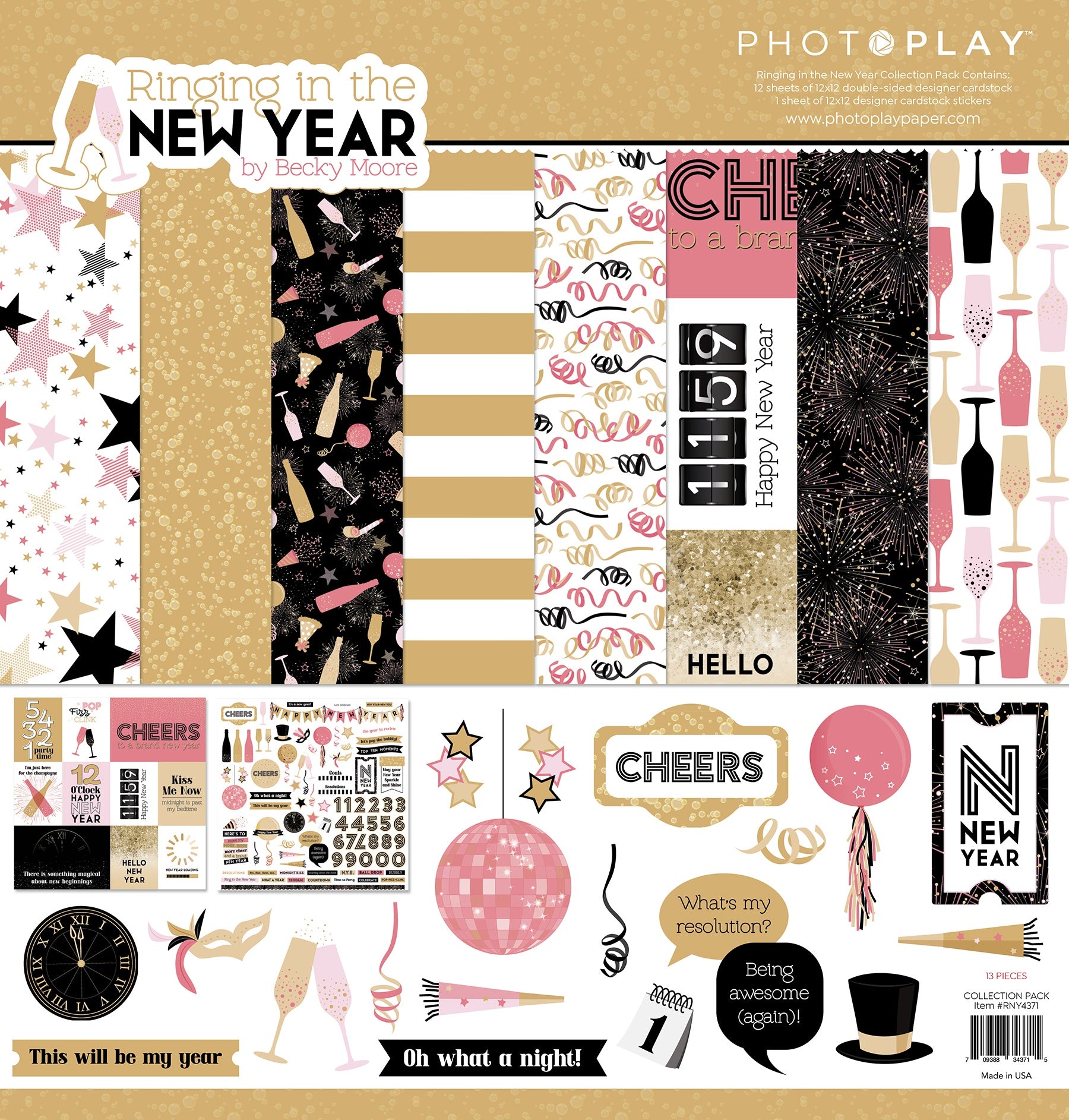 699650PK Photoplay RINGING IN THE NEW YEAR 12X12 Scrapbook Collection Pack - Image 1
