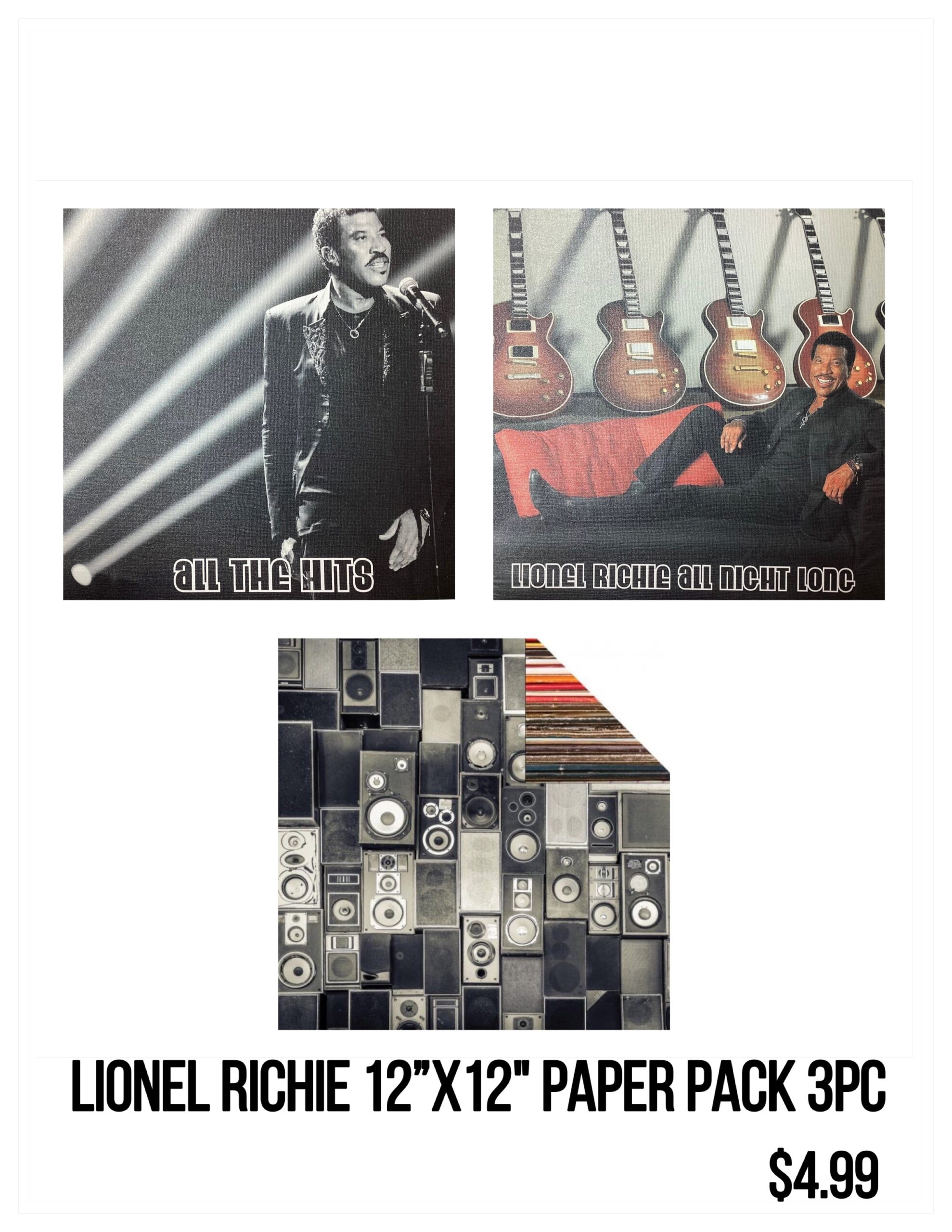 6A0204DA-8076-4FF2-BB27-BB4D0323E52C Scrapbooksrus LIONEL RICHIE 12"x12" Scrapbook Paper Pack 3pc - Image 1