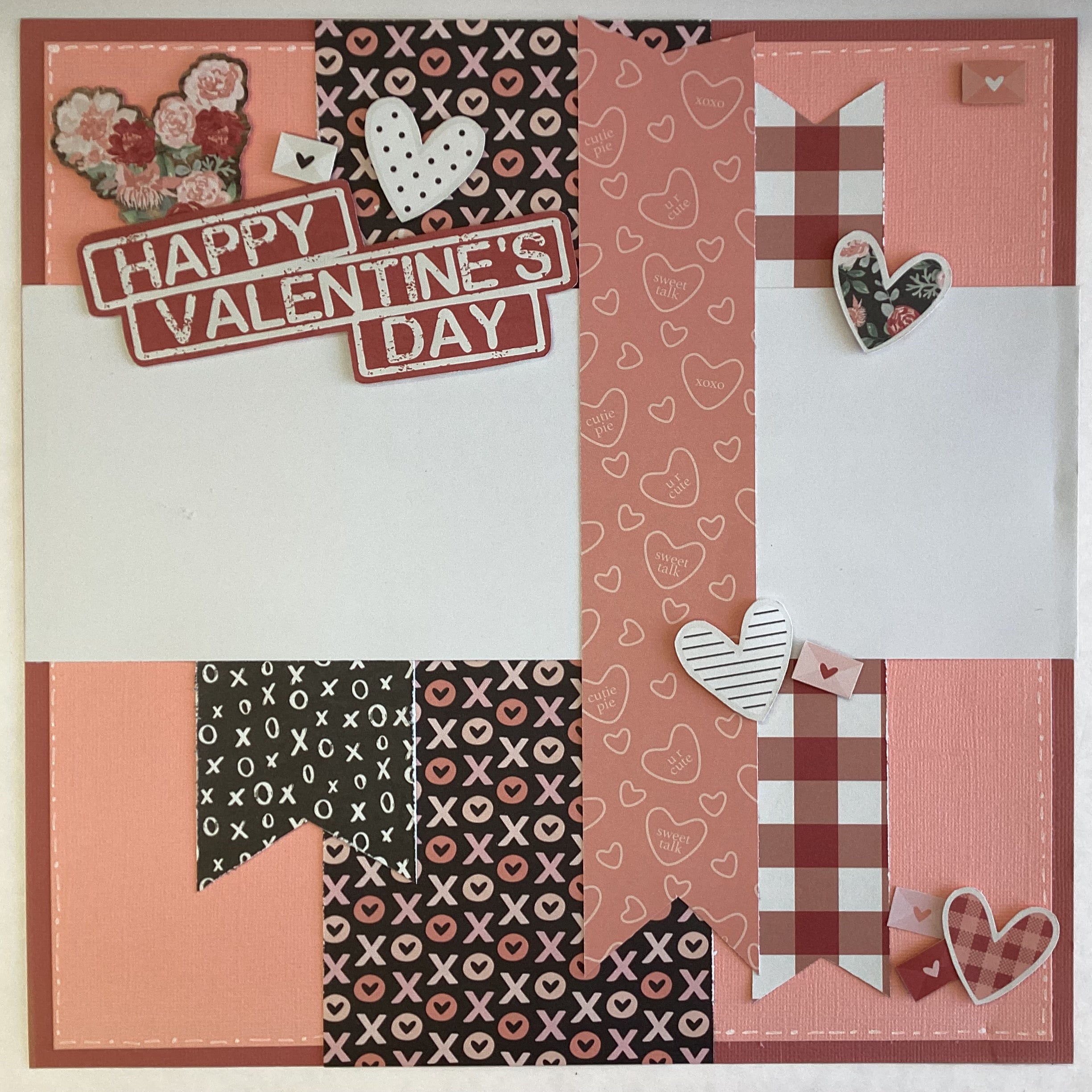 6A326AFD-29EF-4C40-83CB-73AB166B4655 Premade HAPPY VALENTINE’S DAY 12"X12" Scrapbook Page - Image 1