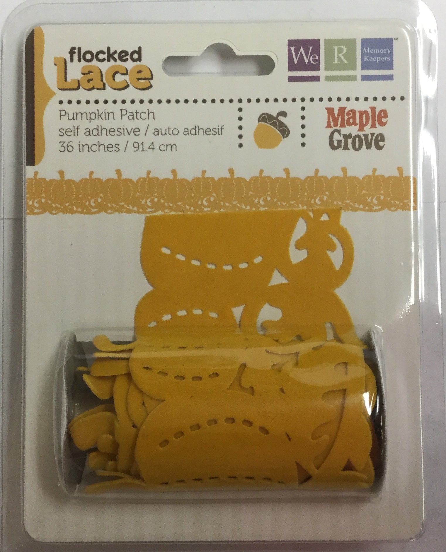 6A94C51C-9826-4821-BC4E-36821C6A8859 We R Pumpkin Patch MAPLE GROVE Flocked Lace Tape - Image 1