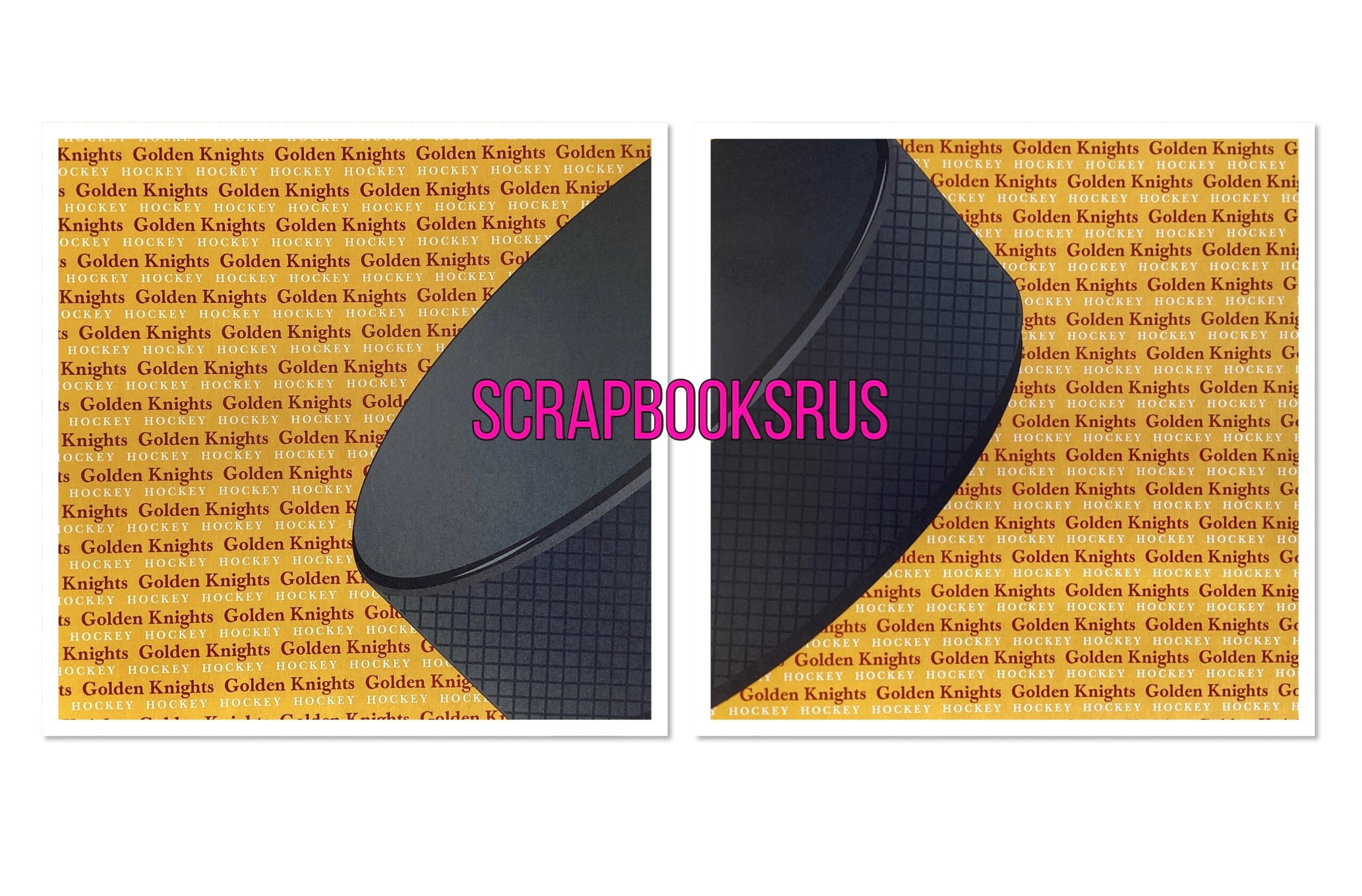 6B55178D-CEBD-4214-BC4B-2BE3F0790B4B Hockey Go Big GOLDEN KNIGHTS 12”X12” Scrapbook Paper 2pc - Image 1