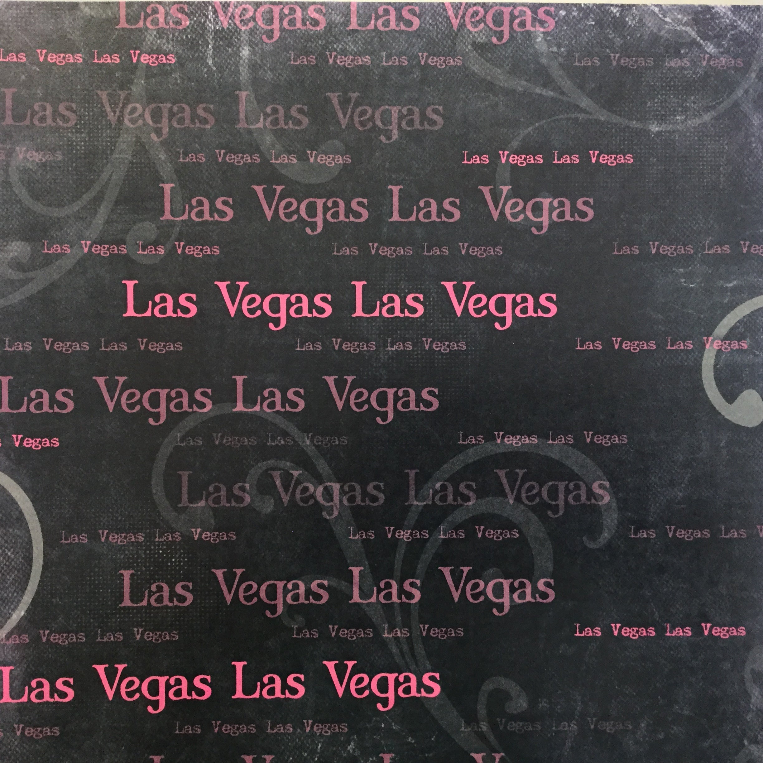 6BBA0B14-76B2-4E12-8B37-ACB39F63252C Old Antique Words LAS VEGAS PINK 12"X12" Scrapbook Paper - Image 1