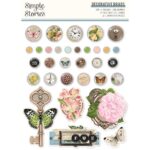 Simple Stories SIMPLE VINTAGE JUNK DRAWER Decorative Brads & Chipboard 32pc