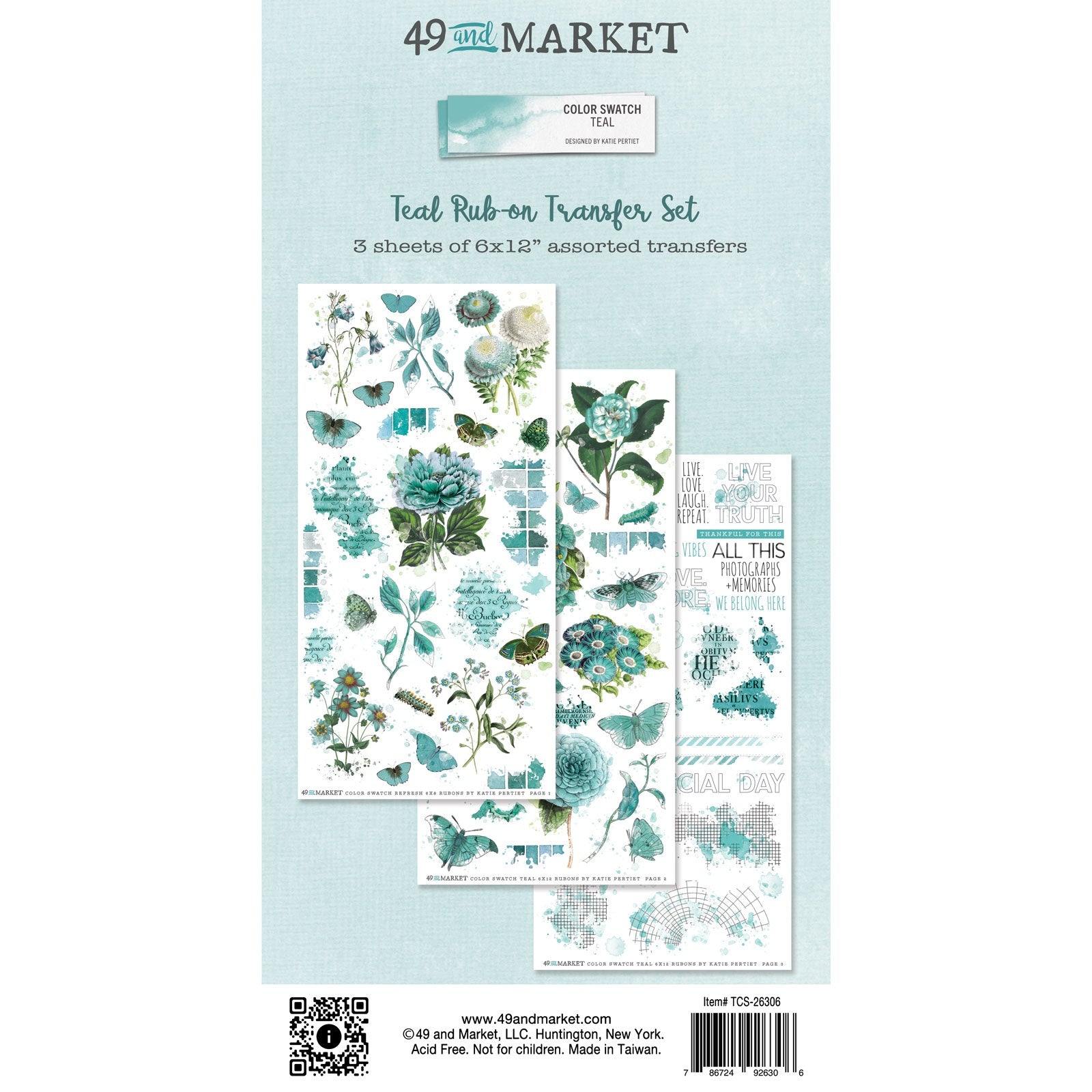 700409PK 49 and Market Color Swatch TEAL RUB-ON TRANSFER SET - Image 1
