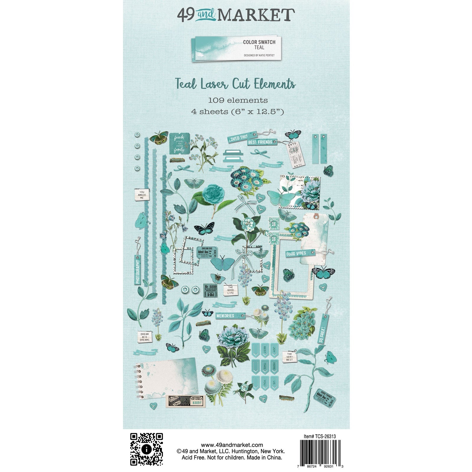 700410PK 49 and Market Color Swatch TEAL LASER CUT ELEMENTS 109pc - Image 1