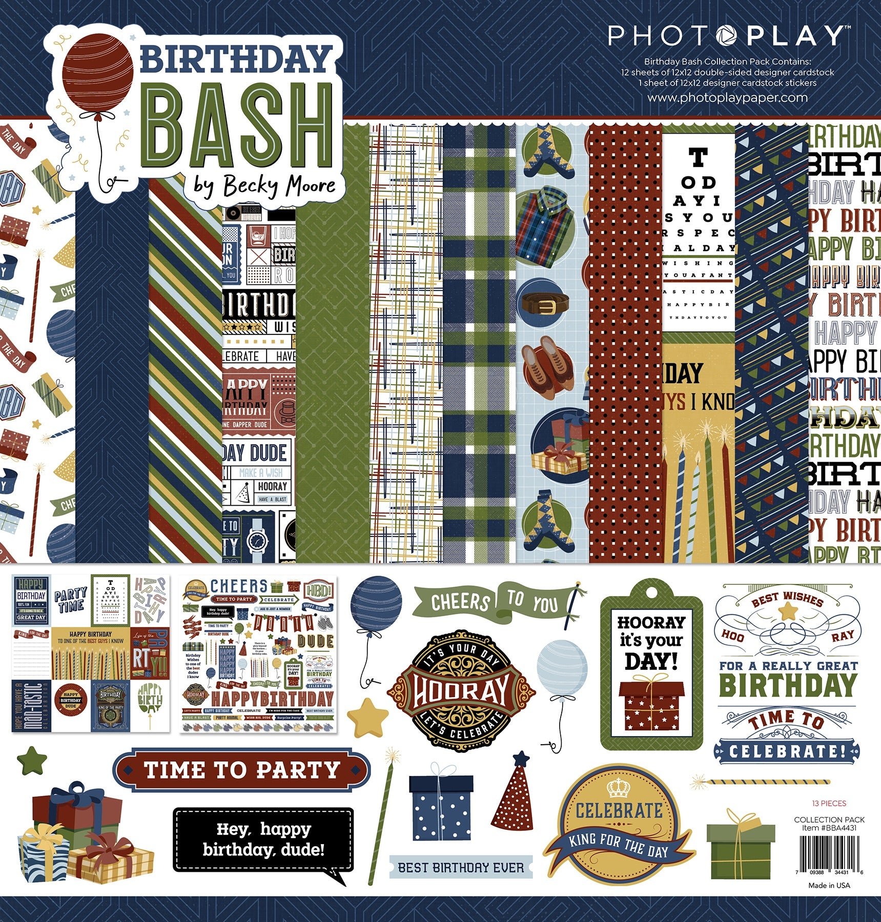 703029PK Photoplay BIRTHDAY BASH 12X12 Paper Collection Pack - Image 1