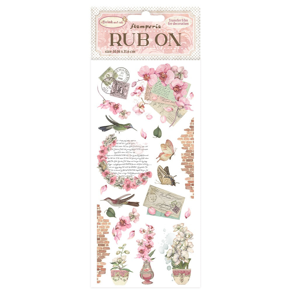 703296PK Stamperia ORCHIDS AND CATS RUB ON Rubon sheet - Image 1