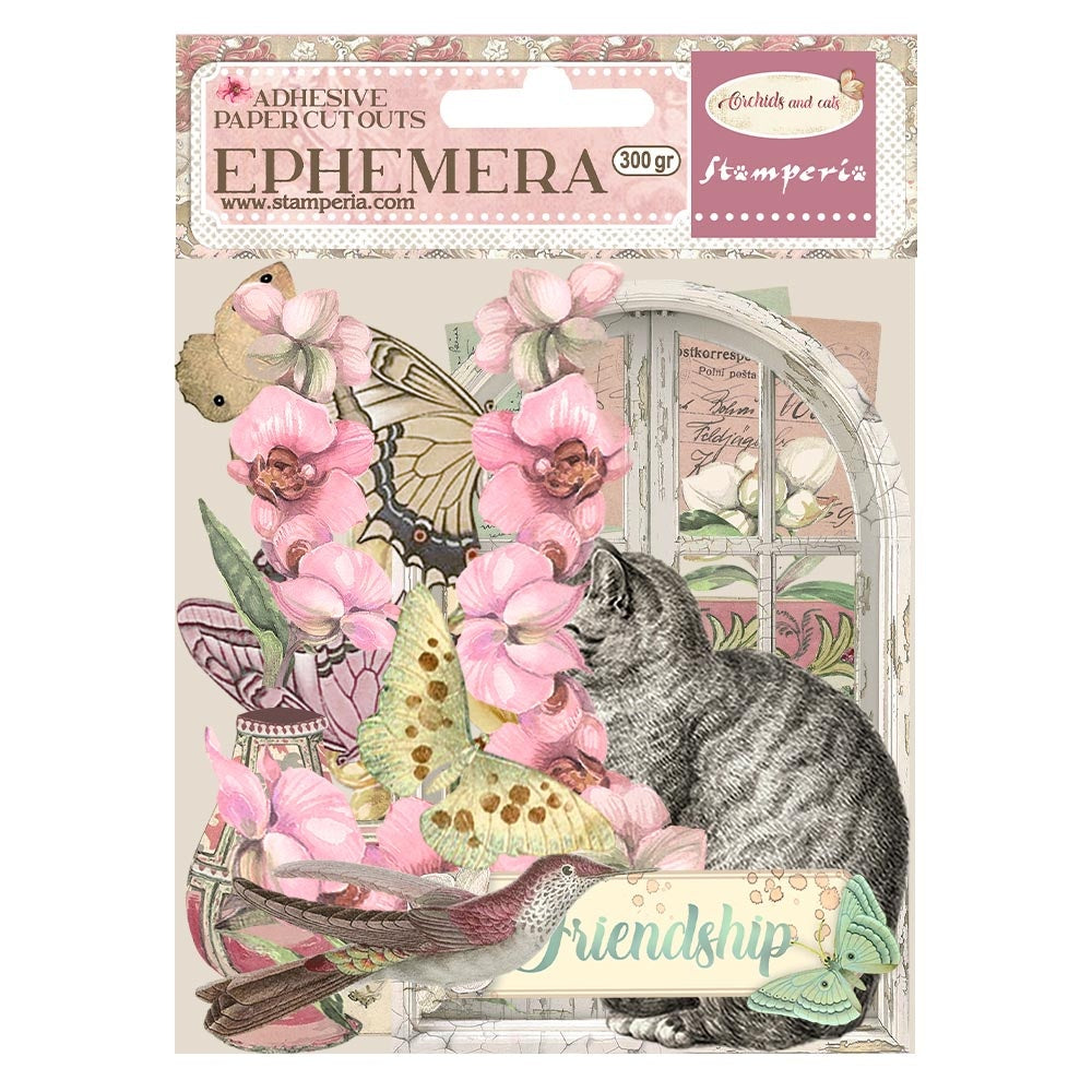 703298PK Stamperia ORCHIDS AND CATS Adhesive Ephemera Cutouts - Image 1